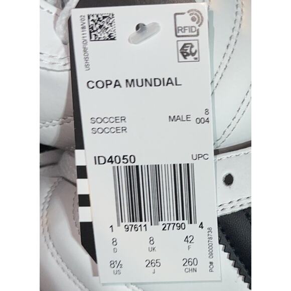 New Men’s Sz 8.5 Adidas COPA MUNDIAL ID4050 Soccer Cleats Cloud White - Picture 6 of 7